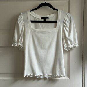 Forever 21 White Puff-Sleeved Top